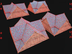 Medieval Tiled Roof for House 3D Model