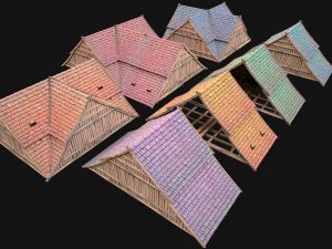 Medieval Tiled Roof for House 3D Model