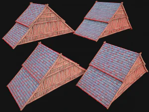 Medieval Tiled Roof for House 3D Model