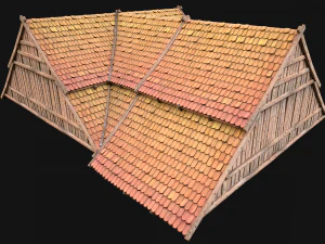 Medieval Tiled Roof for House 3D Model