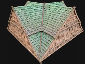 Medieval Tiled Roof for House 3D Model