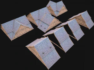 Medieval Tiled Roof for House 3D Model
