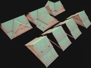 Medieval Tiled Roof for House 3D Model