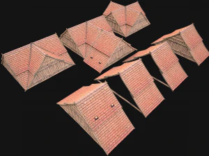 Medieval Tiled Roof for House 3D Model