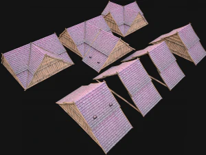 Medieval Tiled Roof for House 3D Model