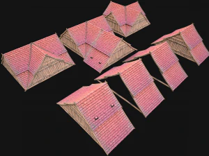 Medieval Tiled Roof for House 3D Model
