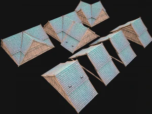 Medieval Tiled Roof for House 3D Model