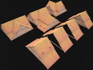 Medieval Tiled Roof for House 3D Model