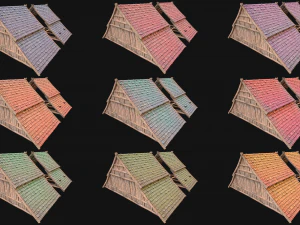 Medieval Tiled Roof for House 3D Model