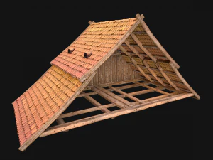 Medieval Tiled Roof for House 3D Model