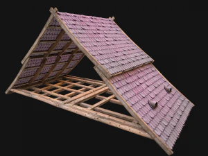 Medieval Tiled Roof for House 3D Model