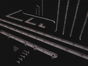 Gutter System Medieval Roof 3D 模型