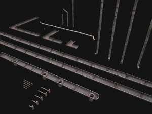 Gutter System Medieval Roof 3D Model