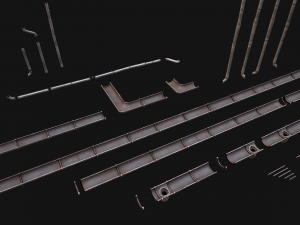 Gutter System Medieval Roof 3D 模型