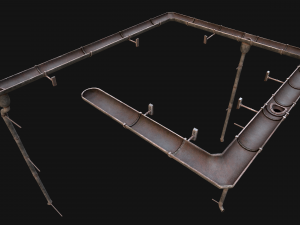 Gutter System Medieval Roof 3D 模型