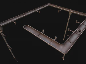 Gutter System Medieval Roof 3D Model