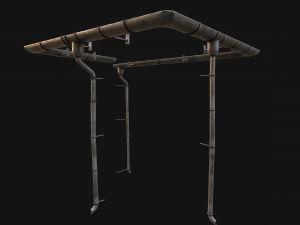 Gutter System Medieval Roof 3D 模型