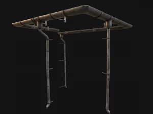 Gutter System Medieval Roof 3D Model