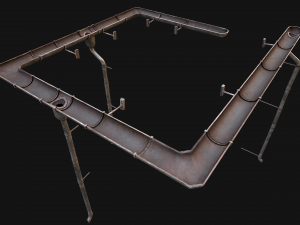 Gutter System Medieval Roof 3D 模型