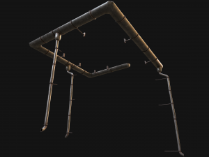 Gutter System Medieval Roof 3D 模型