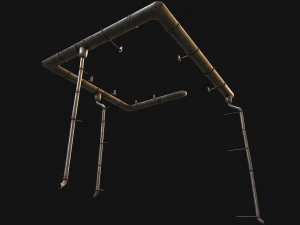 Gutter System Medieval Roof 3D Model