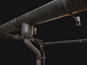 Gutter System Medieval Roof 3D 模型