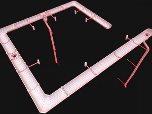 Gutter System Medieval Roof 3D Model