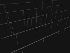 Gutter System Medieval Roof 3D Model
