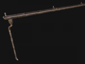 Gutter System Medieval Roof 3D Model