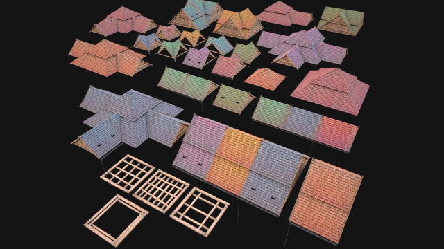 Roof Set Medieval City Pack 3D Model .c4d .max .obj .3ds .fbx .stl .blend 