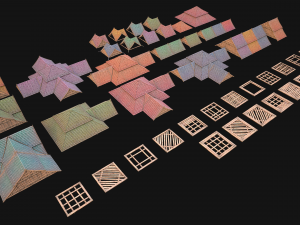 Roof Set Medieval City Pack 3D Model