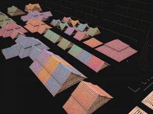 Roof Set Medieval City Pack 3D Model