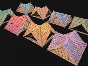 Roof Set Medieval City Pack 3D Model