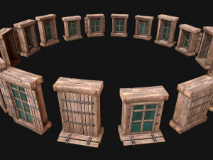 Set di finestre medievali Modello 3D