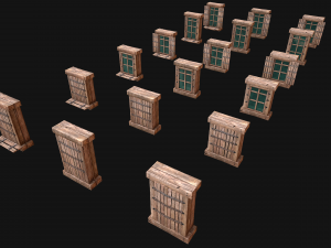 Medieval Windows Set Model 3D