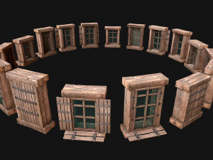 Medieval Windows Set Model 3D