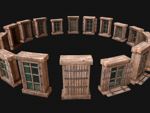 Medieval Windows Set Model 3D