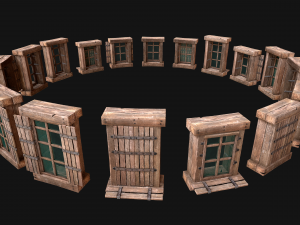 Medieval Windows Set Model 3D