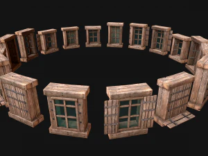 Set di finestre medievali Modello 3D