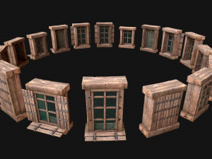 Medieval Windows Set Model 3D