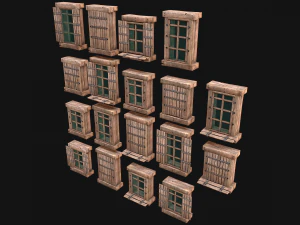 Set di finestre medievali Modello 3D