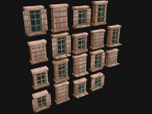 Set di finestre medievali Modello 3D