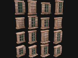 Set di finestre medievali Modello 3D