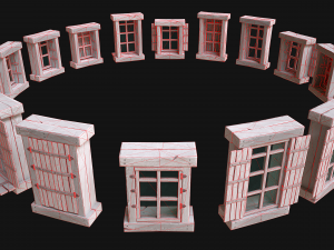 Medieval Windows Set Model 3D