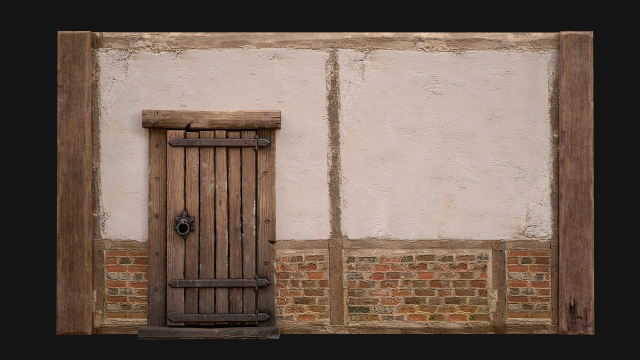 Medieval Door and Wall 3D Model .c4d .max .obj .3ds .fbx .stl .blend 