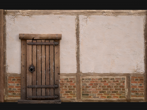 Medieval Door and Wall 3D Model