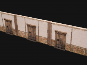 Medieval Door and Wall 3D Model