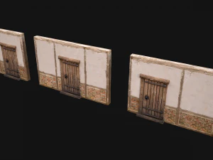 Medieval Door and Wall 3D Model