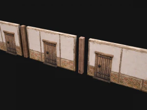 Medieval Door and Wall 3D Model