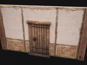 Medieval Door and Wall 3D Model